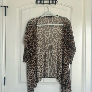 Michel Leopard Print Open-Front Cardigan